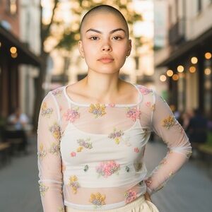 ✨ Free People Infinitely Free Embroidered Mesh Top